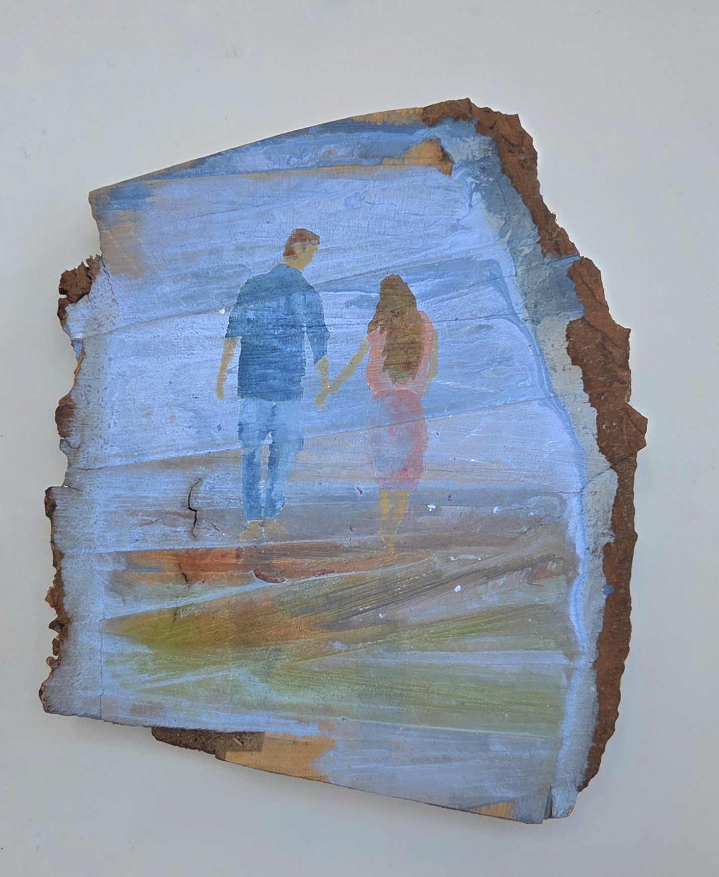 Strandvandre ca. 22 x 25, Akryl på ask