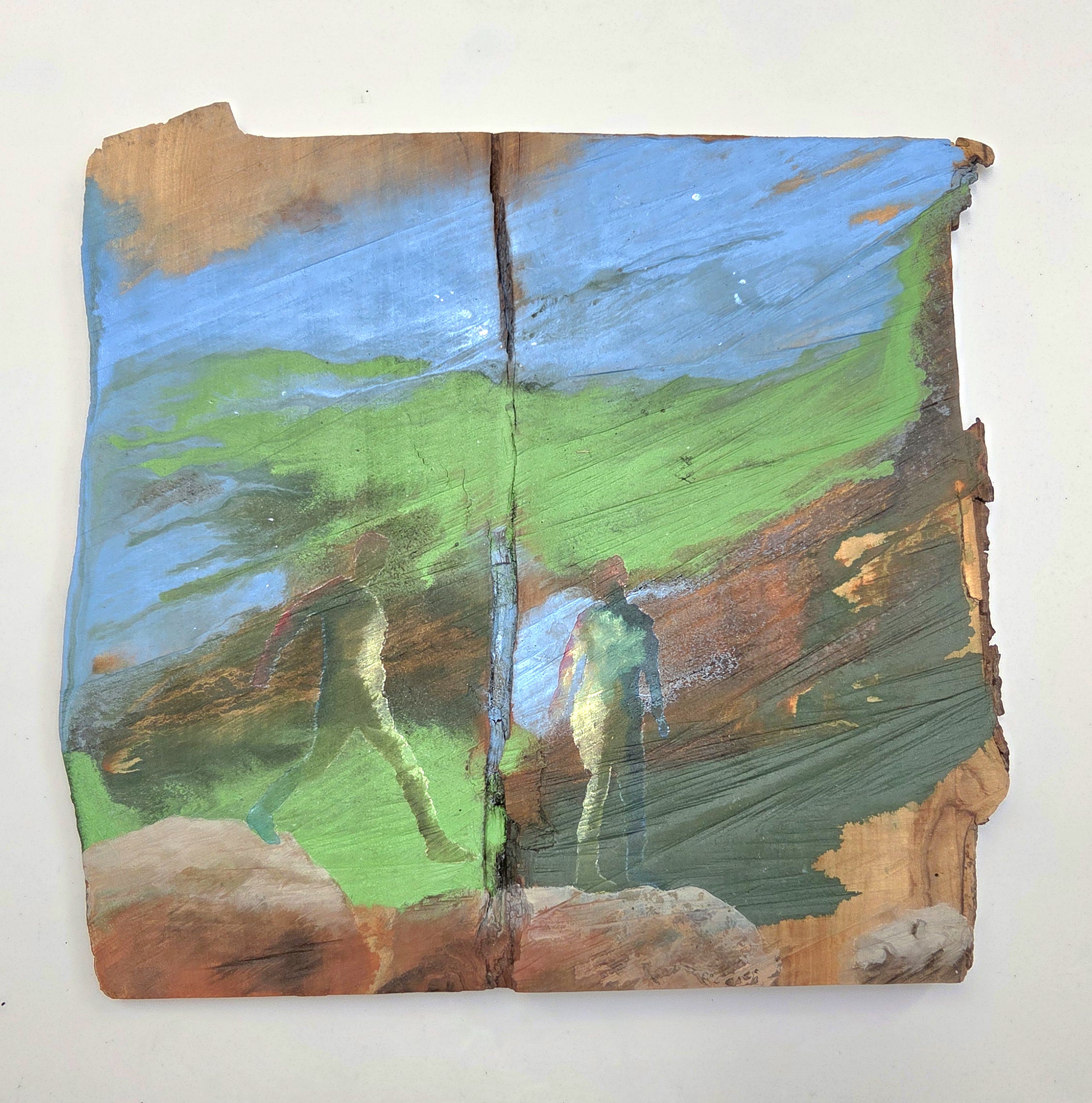 Springet ca. 32x35, Akryl på kirsebær