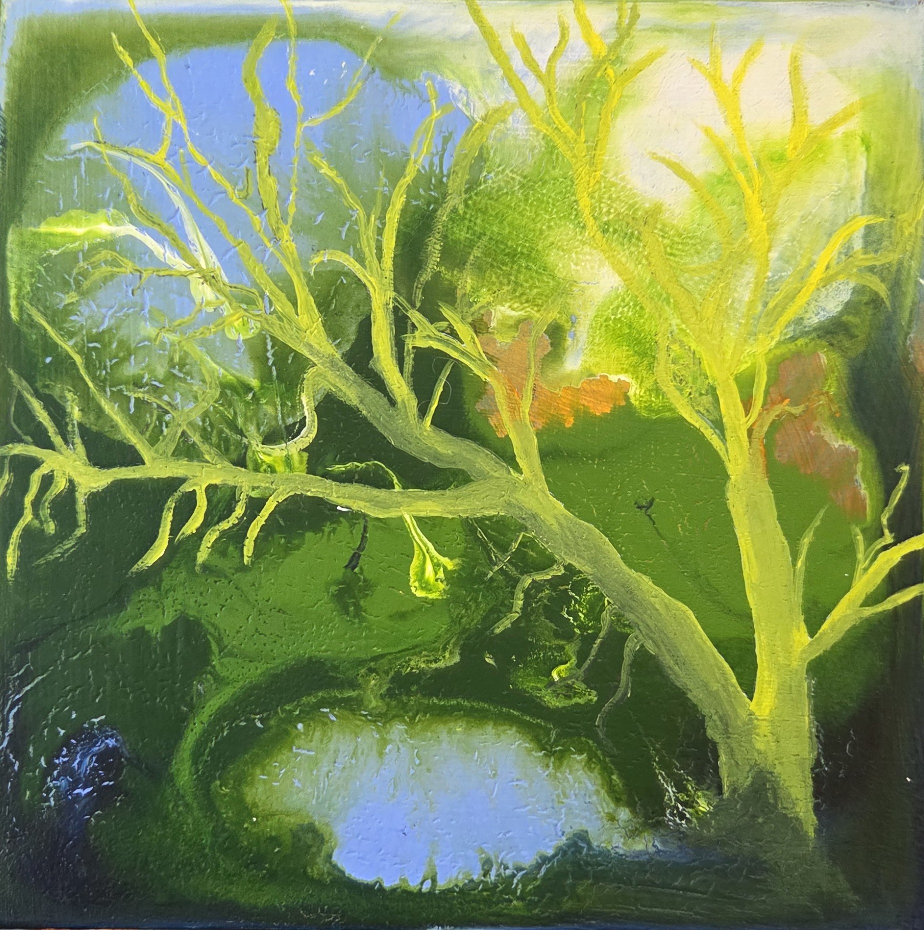 Livstræ 2, 18x18x3 - Akryl på MDF plade   