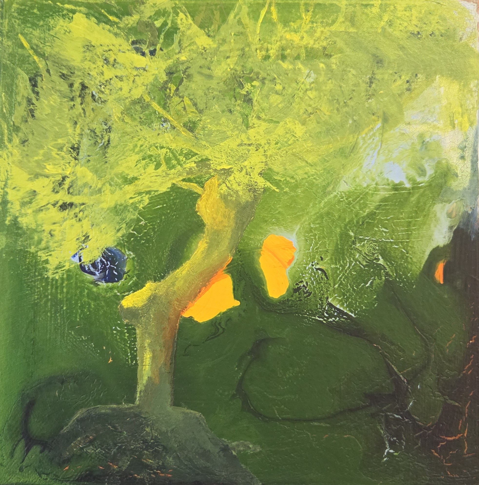 Livstræ 4, 18x18x3, akryl på MDF plade