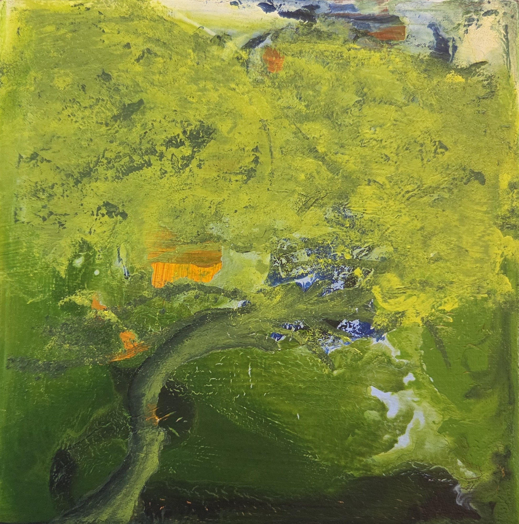 Livstræ 6, 18x18x3, akryl på MDF plade